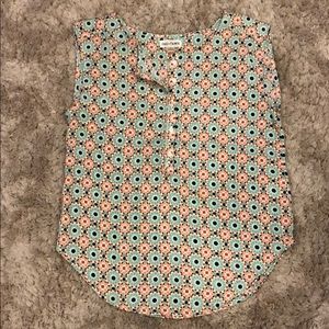Oat + Fawn Tile Print Sleeveless Blouse